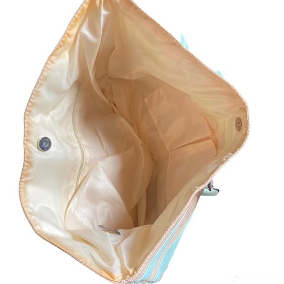 Ulta Beauty | Medium Purse Tote Beach Bag Mint & Cream Striped 7" x 9" x… - Picture 6 of 13